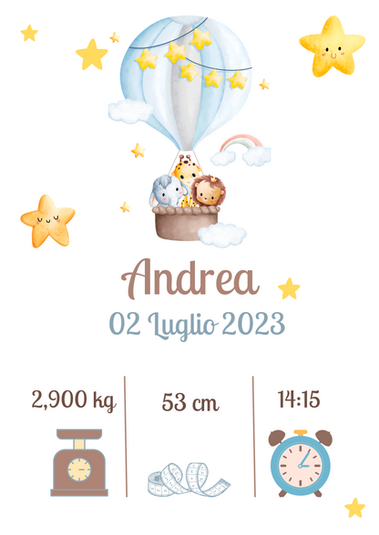 Quadretto nascita personalizzabile stile "Andrea"