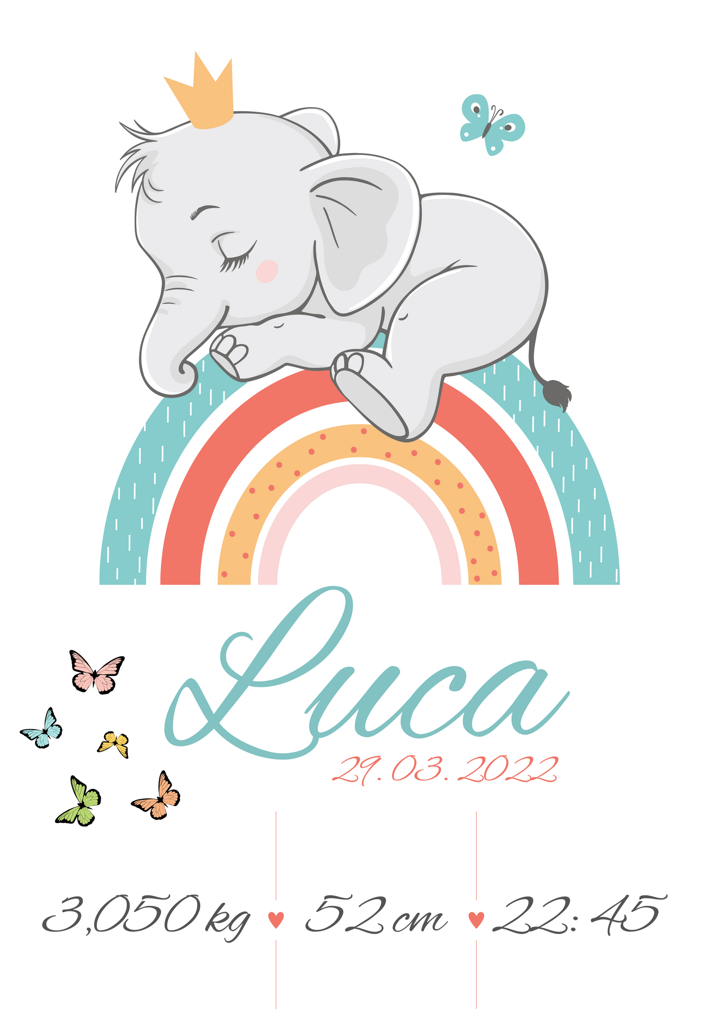 Quadretto nascita personalizzabile stile "Luca"