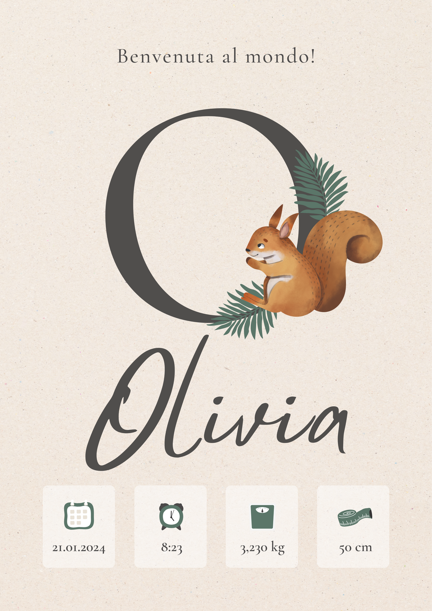 Quadretto nascita personalizzabile stile "Olivia"